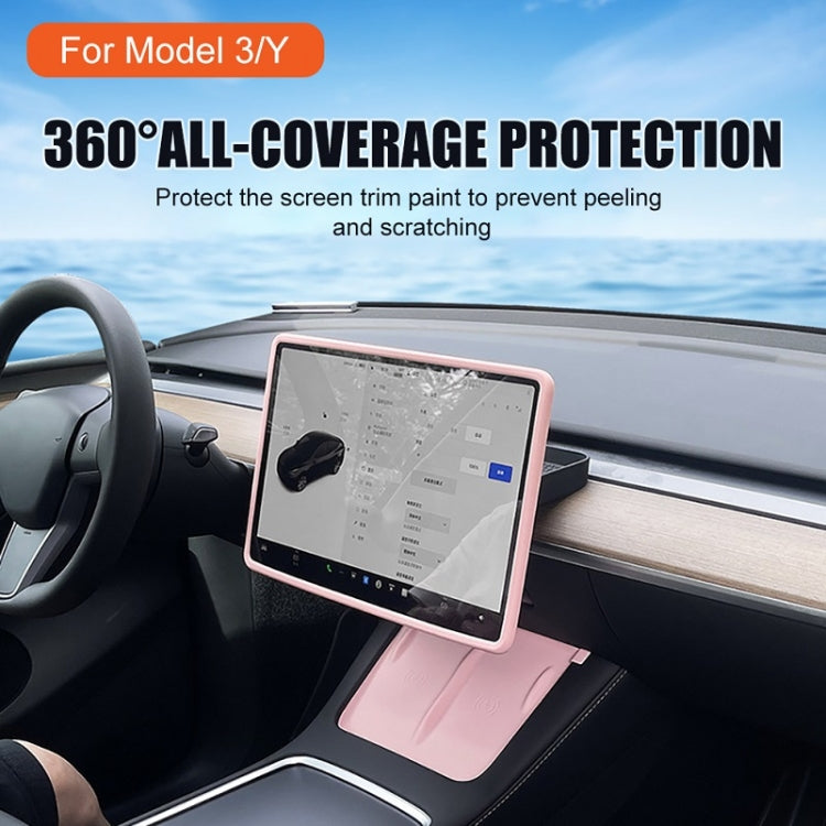 For Tesla Model3/Y Screen Bumper Protective Cover Silicone Frame(Pink) - Car Interior Mouldings by buy2fix | Online Shopping UK | buy2fix