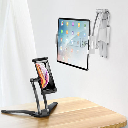 2 In 1 Aluminum Alloy Tablet PC Holder Wall Mount Mobile Phone Holder(Silver) - Desktop Holder by buy2fix | Online Shopping UK | buy2fix