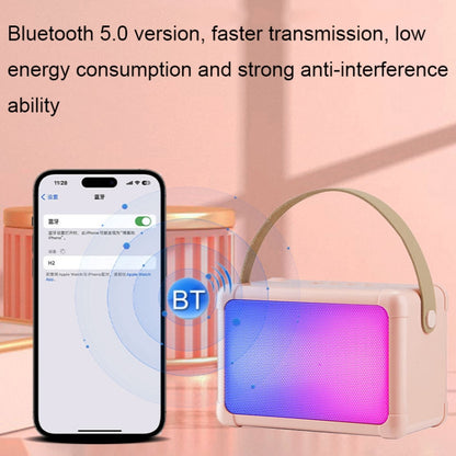 Portable RGB Lighting Effect Bluetooth Speaker Home Mini Karaoke Audio, Style: Dual Microphone+Speaker(Beige) - Microphone by buy2fix | Online Shopping UK | buy2fix