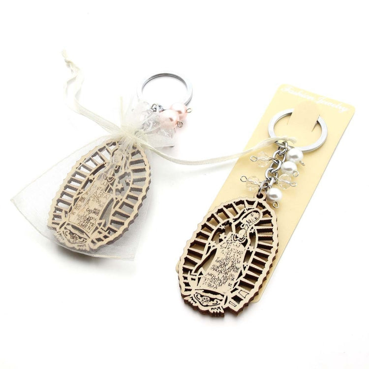 Wooden Sign Religious Baptismal Keychain(White) - Key Rings by buy2fix | Online Shopping UK | buy2fix