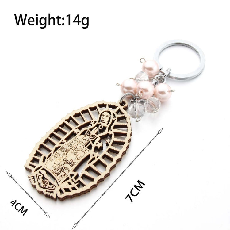 Wooden Sign Religious Baptismal Keychain(Pink) - Key Rings by buy2fix | Online Shopping UK | buy2fix