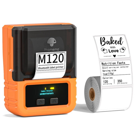 Phomemo M120 Label Maker Barcode Printer Bluetooth Thermal Label Machine(Orange) - Printer by Phomemo | Online Shopping UK | buy2fix