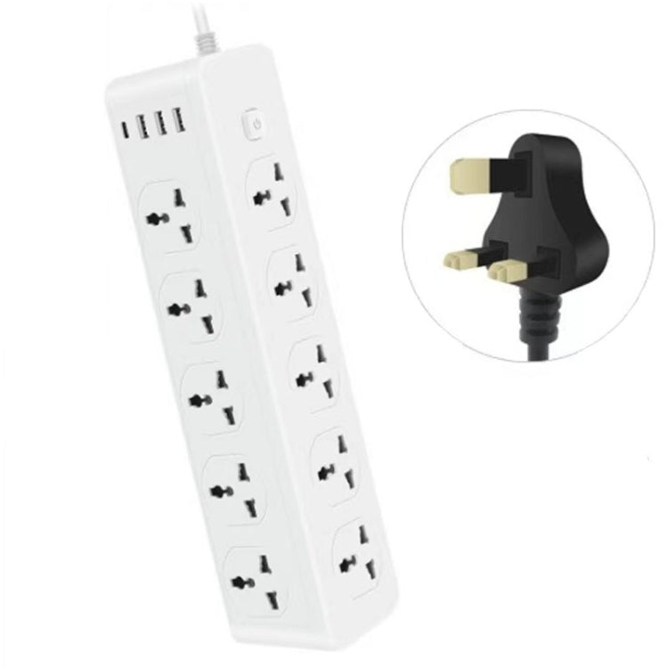 D15 2m 3000W 10 Plugs + PD + 3-USB Ports Vertical Socket With Switch, Specification: UK Plug - Extension Socket by buy2fix | Online Shopping UK | buy2fix