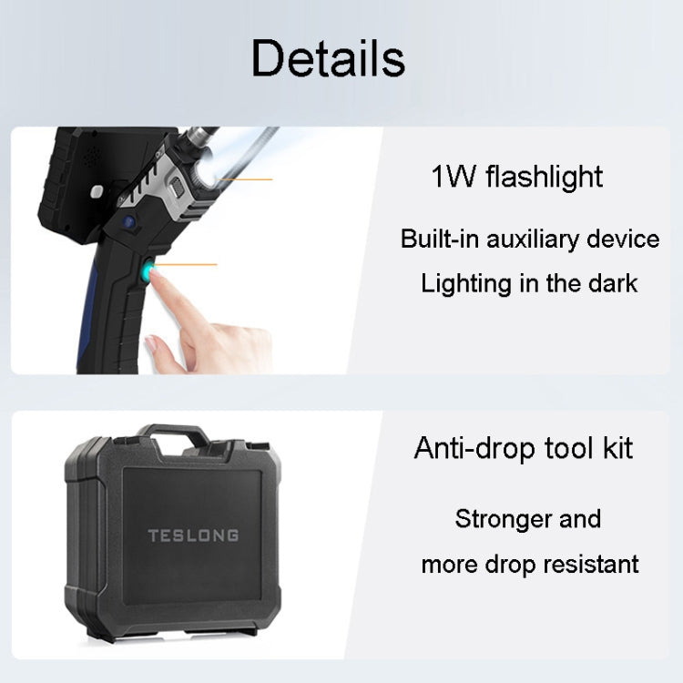 Teslong NTS300 5 Inch HD Large Screen Industrial Inspection Borescope Auto Repair Tools, Specification: 7.6mm-1M -  by Teslong | Online Shopping UK | buy2fix