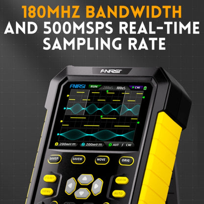 FNIRSI 2 In 1 Small Handheld Fluorescence Digital Dual-Channel Oscilloscope, US Plug(Yellow) - Other Tester Tool by FNIRSI | Online Shopping UK | buy2fix