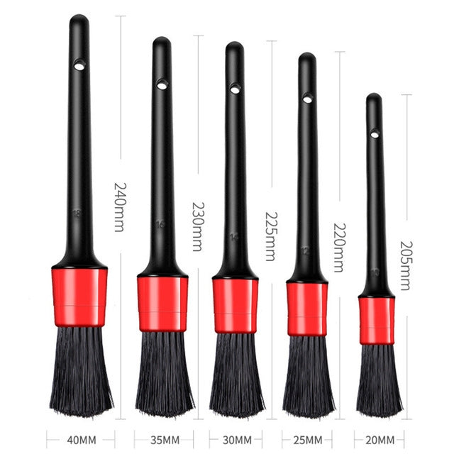 5 in 1 Car Detailing Brush Cleaning Natural Boar Hair Brushes Auto Detail Tools Products Wheels Dashboard,Random Color Delivery - In Car by buy2fix | Online Shopping UK | buy2fix