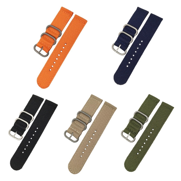 Washable Nylon Canvas Watchband, Band Width:24mm(Orange with Silver Ring Buckle) - Watch Accessories & Parts by buy2fix | Online Shopping UK | buy2fix