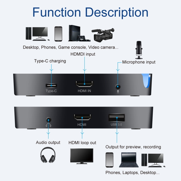 CK200 1080P HDMI + Microphone to HDMI + Audio + USB 3.0 HD Video Capture Card Device, Support UVC / UAC / MAC - Consumer Electronics by buy2fix | Online Shopping UK | buy2fix