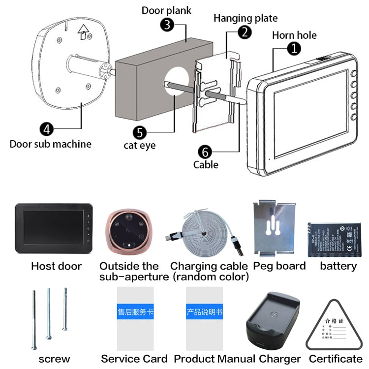 M4300A 4.3 inch Display Screen 3.0MP Camera Video Smart Doorbell, Support TF Card (32GB Max) & Motion Detection & Infrared Night Vision - Security by buy2fix | Online Shopping UK | buy2fix