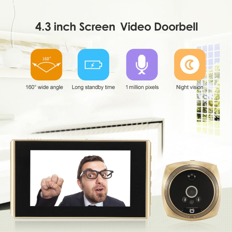 N6 2.0 Million Pixels 4.3 inch Screen Video Doorbell(Gold) - Security by buy2fix | Online Shopping UK | buy2fix