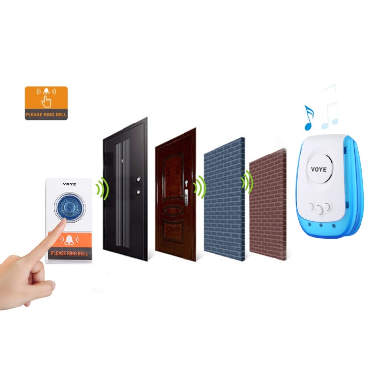 VOYE V009A Home Music Remote Control Wireless Doorbell with 38 Polyphony Sounds, US Plug (White) - Security by VOYE | Online Shopping UK | buy2fix