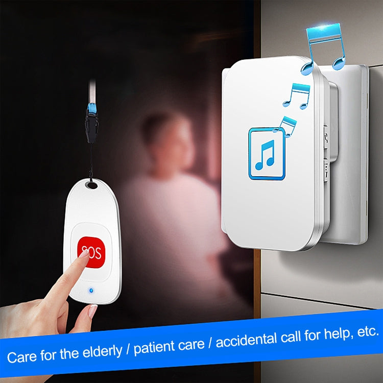 CACAZI C86 Wireless SOS Pager Doorbell Old man Child Emergency Alarm Remote Call Bell, EU Plug(White) - Wireless Doorbell by CACAZI | Online Shopping UK | buy2fix