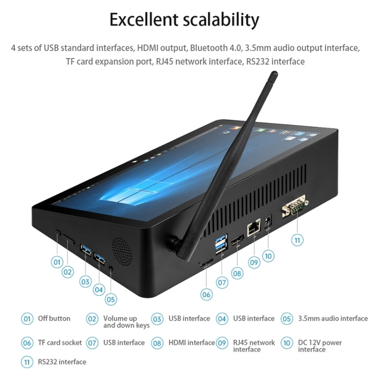 PiPo H10PRO All-in-One Mini PC, 10.1 inch, 16GB+128GB, Windows 10 Intel Celeron J4125 Quad Core up to 2.7GHz, Support WiFi & BT & TF Card & HDMI & RJ45, US Plug(Black) - PiPO by PiPo | Online Shopping UK | buy2fix