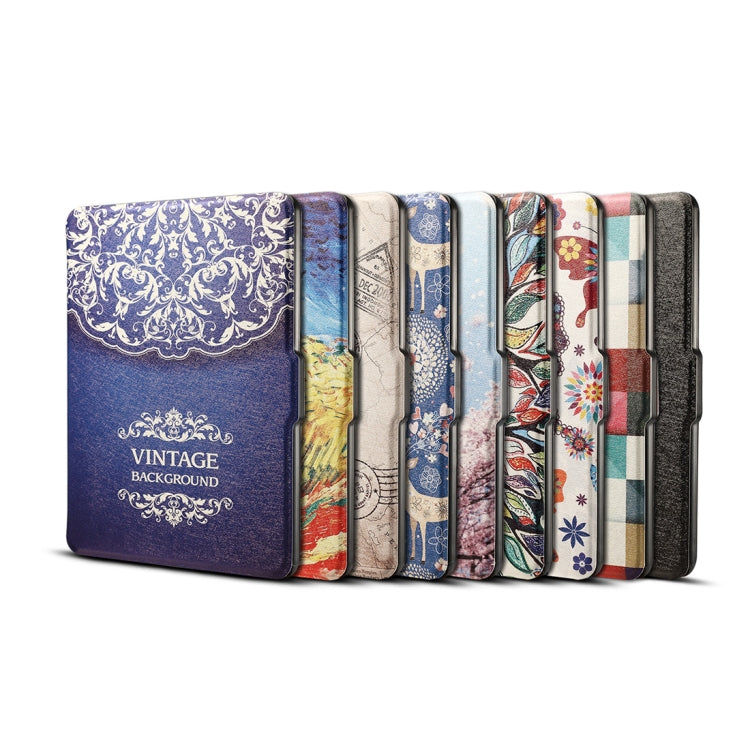 European Flower Vine Print Horizontal Flip PU Leather Protective Case for Amazon Kindle Paperwhite 1 & 2 & 3 with Sleep / Wake-up - For Amazon by buy2fix | Online Shopping UK | buy2fix