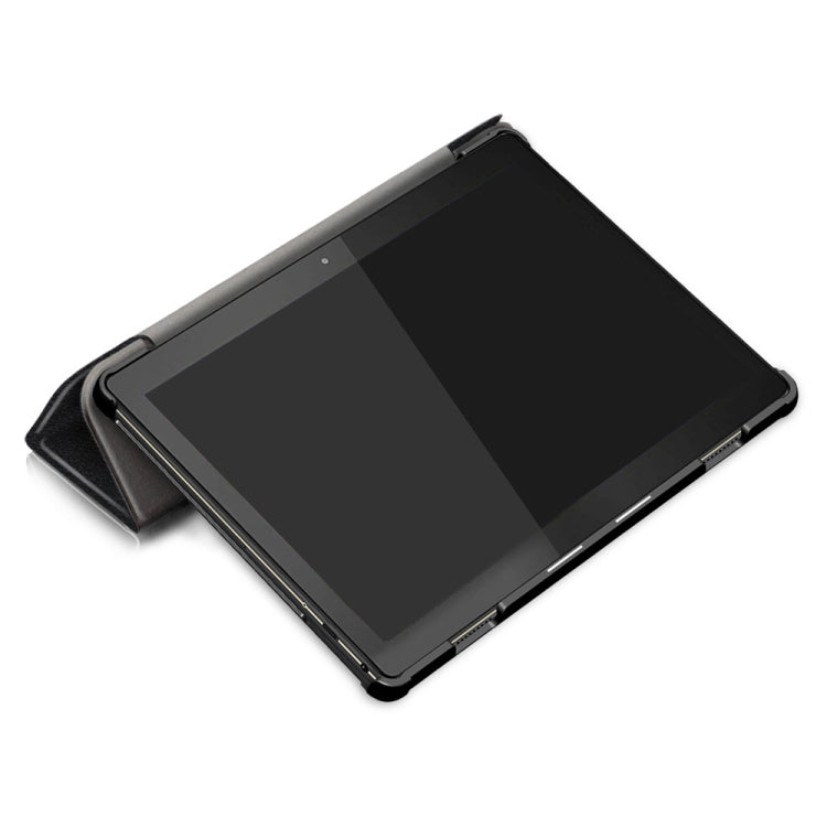 3-folding Custer Texture Deformation Flip Leather Case for Lenovo Tab M10 TB-X605F / X505F(Black) - For Lenovo by buy2fix | Online Shopping UK | buy2fix