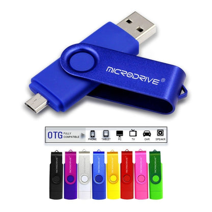 MicroDrive 128GB USB 2.0 Phone and Computer Dual-use Rotary OTG Metal U Disk (Blue) - USB Flash Drives by MicroDrive | Online Shopping UK | buy2fix