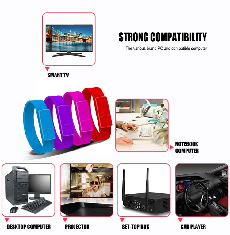 MicroDrive 64GB USB 2.0 Fashion Bracelet Wristband U Disk (Red) - Computer & Networking by MicroDrive | Online Shopping UK | buy2fix